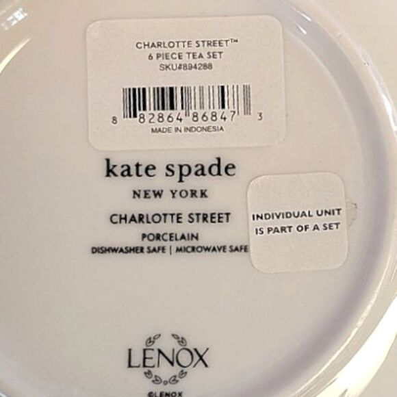 Kate Spade Lenox Charlotte Street White Blue Porcelain Tea Pot & Pink KS Box NWT - Picture 15 of 16